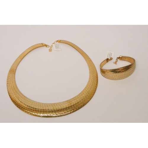 451 - Modern 9ct gold woven collar necklace, and matching bracelet, 18gms