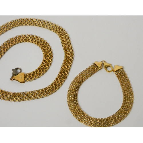 452 - Modern 9ct yellow gold choker necklace and matching bracelet, 16gms, necklace length 42.5cms, bracel... 