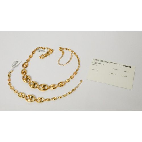 475 - 9ct yellow gold anchor link graduated necklace, length 44cms together with a matching bracelet, both... 