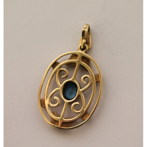 An Edwardian style seed pearl and aquamarine oval pendant, hallmarked ...