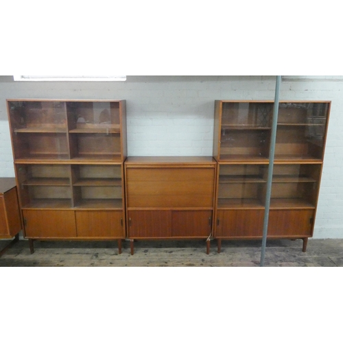 2 - 1970's/80's teak mini width modular furniture by 'Beaver & Taplin Ltd, comprising two sections with ... 