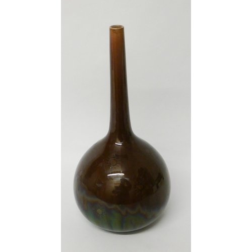 221 - Burmantofts narrow necked bulbous vase, impressed marks to the base 1620, height 32cms