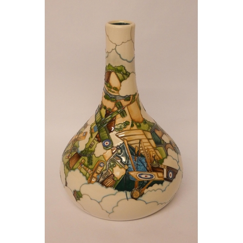 249 - A Moorcroft pottery 'Aces High' vase, designed by Paul Hilditch, decorated with WWI planes, impresse... 