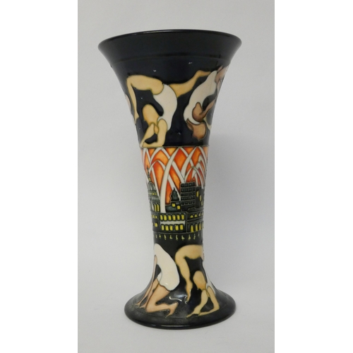 251 - A Moorcroft tapering cylindrical vase, The Athletes, designed by Kerry Goodwin, signed, to celebrate... 