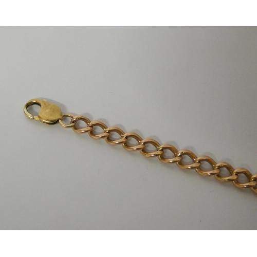 593 - 9ct rose gold curb link bracelet, every link marked 9ct, gross weight 19.2g