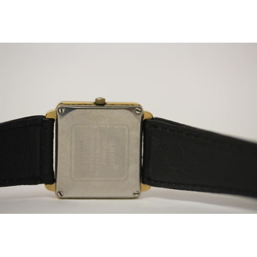 606 - Rado Florence quartz square dial wristwatch on black leather strap