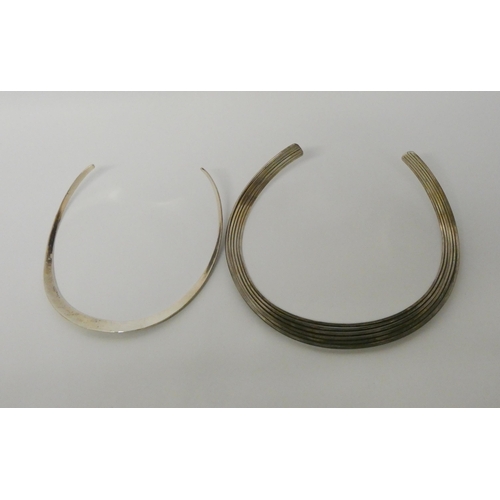 623 - Two modern silver collar choker necklaces, both marked 925