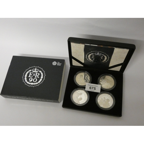 675 - Royal Mint - 2016 Silver Proof Four Coin Set - 90th Birthday Queen Elizabeth II. Boxed with certific... 