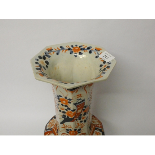 243 - A large Imari octagonal bodied flared rim vase