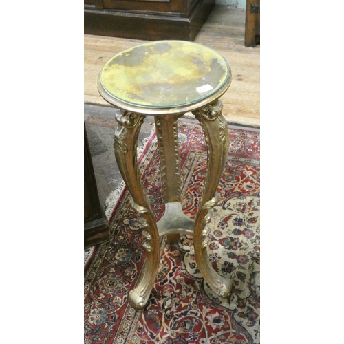 291 - Giltwood two tier plant pedestal with circular top and additional glass, 30