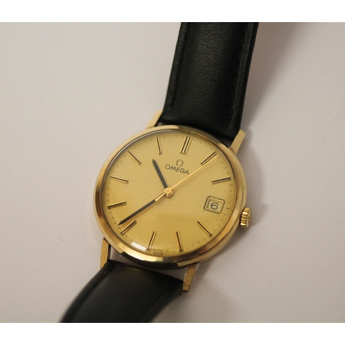 610 - Omega - gents vintage 9ct gold watch, with box and papers