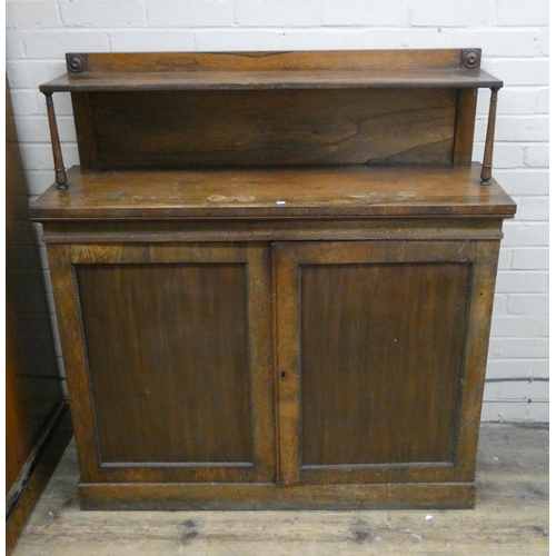 41 - A late Regency rosewood chiffonier, fitted two doors, interior drawers with a shelf back, 3'9 wide...