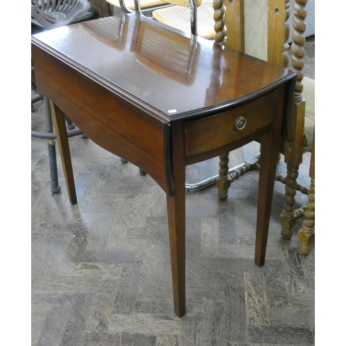 54 - A Victorian style mahogany Pembroke table on square taper legs, 3' long, 5' wide...