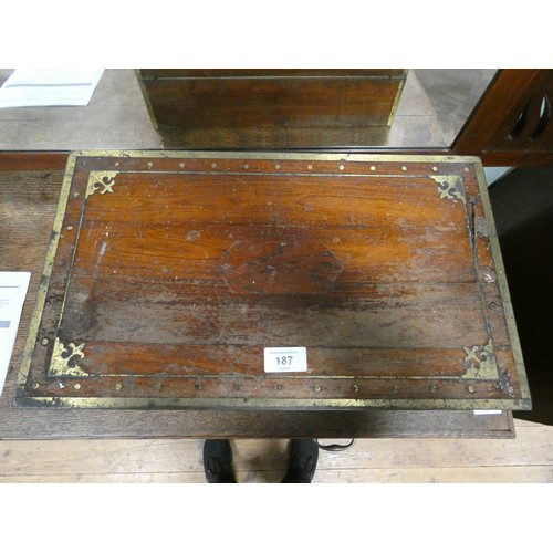 187 - A Victorian mahogany and brass bound writing slope