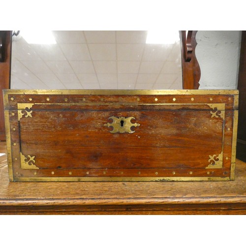 187 - A Victorian mahogany and brass bound writing slope