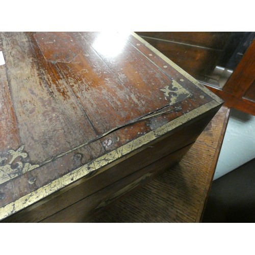 187 - A Victorian mahogany and brass bound writing slope