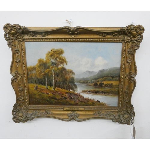 12 - Gilt framed oil painting of Loch Leven by Sydney Yates Johnson, image size 9 1/2