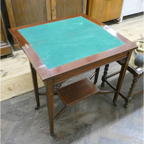 59 - Edwardian inlaid mahogany folding top card table, 2'6 wide...