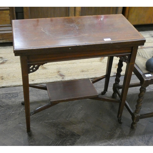 59 - Edwardian inlaid mahogany folding top card table, 2'6 wide...