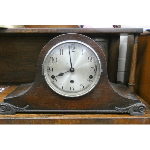 40 - Westminster chiming mantle clock in oak case...