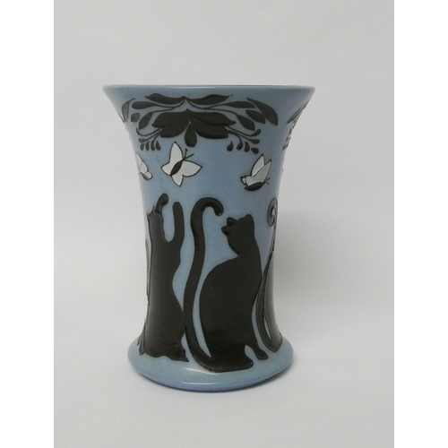 209 - A Moorcroft vase decorated with The Lucky Black Cat pattern, designed by Paul Hillditch, dated 2014