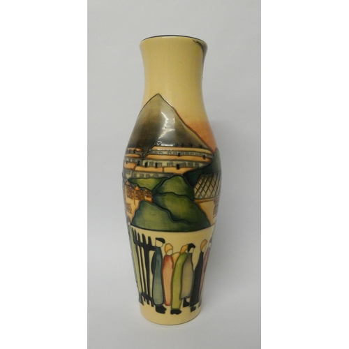 212 - A Moorcroft Trial limited edition vase decorated with Scenes from the Potteries with Lowry style fig... 