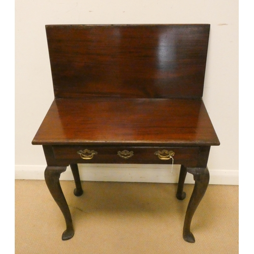 167 - A Victorian mahogany folding top tea table fitted one drawer on cabriole style legs, 2'6 wide