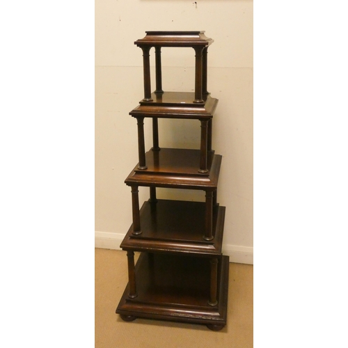 187 - A five tier graduated mahogany Pagoda style square whatnot