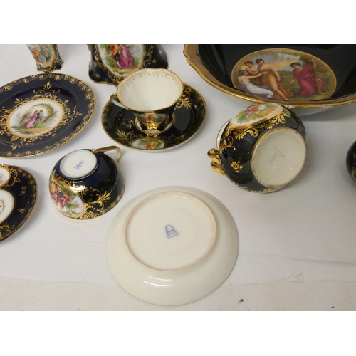 199 - A Dresden coffee service together with three different shaped cabinet cups and saucers, slop bowl an... 