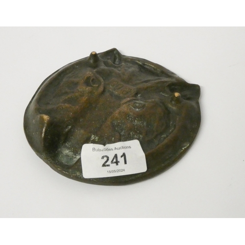 241 - French bronze pin or ashtray cast in relief with a boar's head