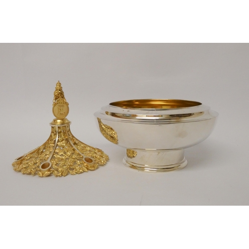 655 - Hector Miller for Aurum parcel gilt silver Bowes-Lyon limited edition commemorative bowl and cover, ... 