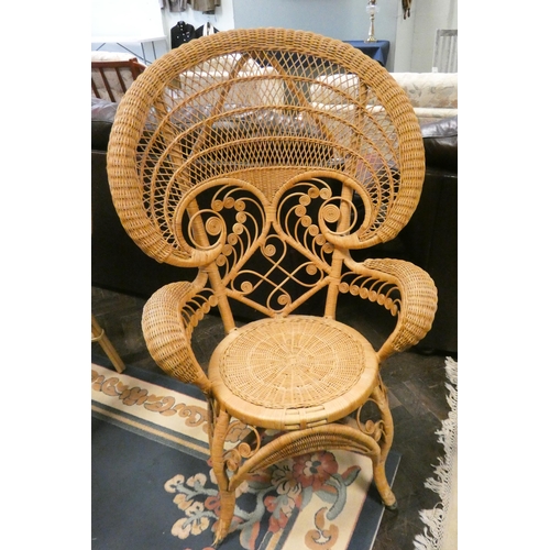 127 - A Madeira cane elbow chair with circular seat