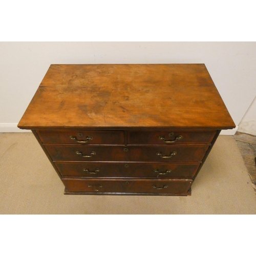 180 - A Georgian mahogany chest tallboy top fitted three long and two short drawers with brass fall handle... 