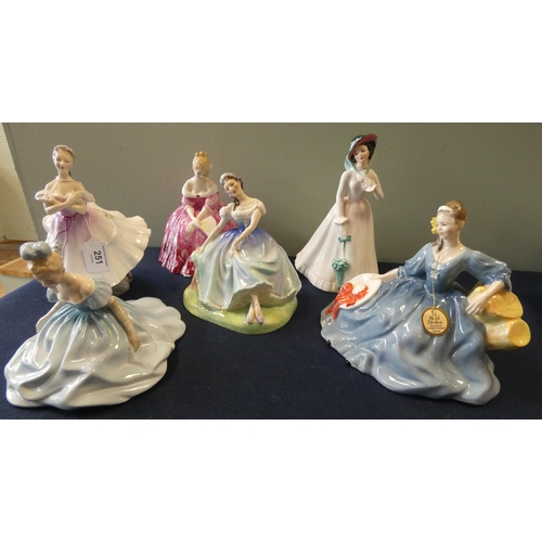 251 - A collection of six Royal Doulton lady figures to include 'The Ballerina, 'Giselle', 'Elise' and Jul... 