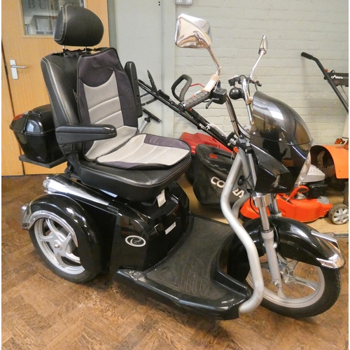 463 - Drive Easy Rider three wheel motorcycle style mobility scooter with two chrome exhaust style rear li... 