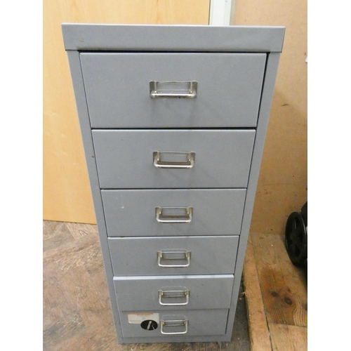 443 - A metal six drawer table top filing cabinet