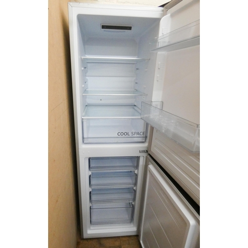 444 - A Hoover half and half fridge freezer in silver case