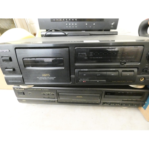 366 - An Arcam AM/FM tuner, Sony cassette deck, Technics CD player, Aiwa tape deck and a Technics compact ... 