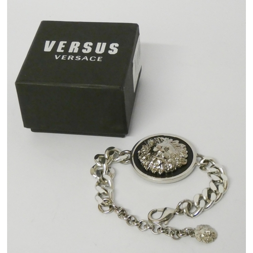 599 - Versace Versus modern gents lion face medallion style curb link bracelet, with box