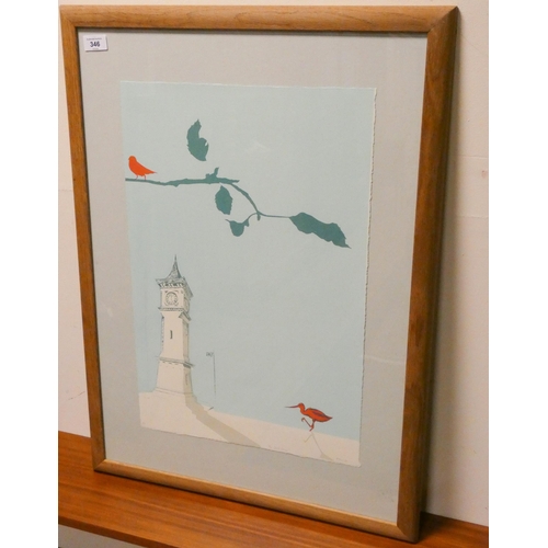 346 - Anna Marrow - Three contemporary signed screen prints, framed and glazed, 'The Clock Tower', 'Ice Cr... 