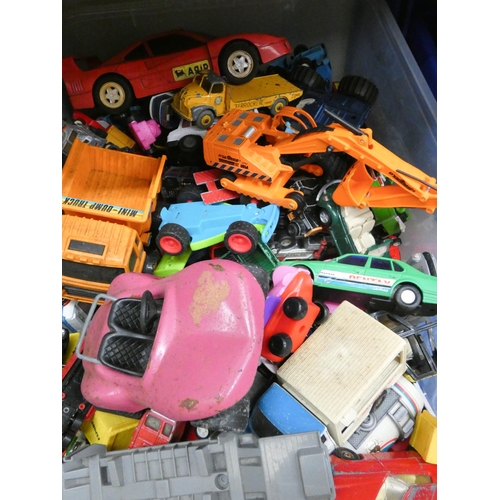 419 - A large box containing played with model vehicles