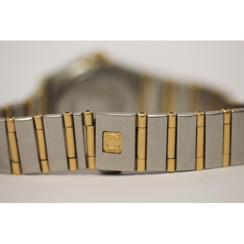 616 - Omega ladies 18ct yellow gold and stainless steel Constellation wristwatch 22mm dial