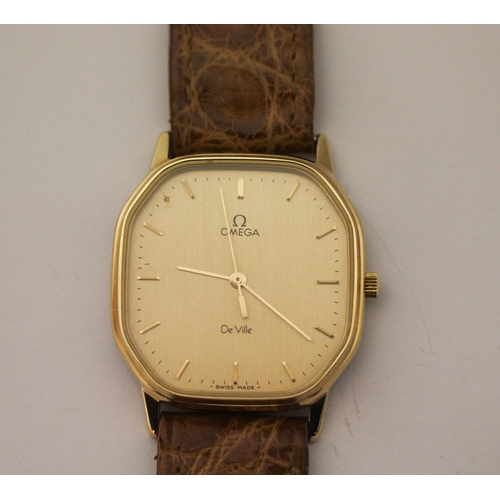 618 - Omega - gents vintage De Ville dress watch, quartz movement on brown mock croc strap with Omega buck... 