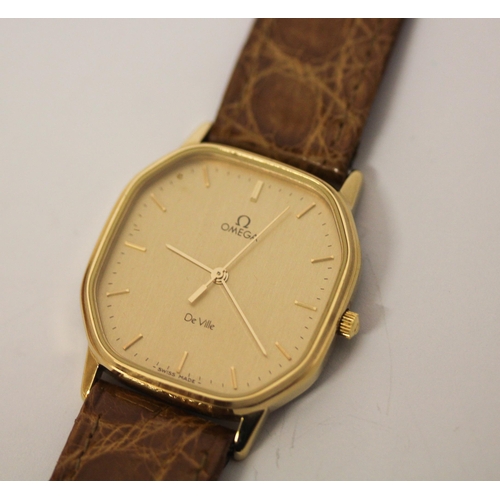 618 - Omega - gents vintage De Ville dress watch, quartz movement on brown mock croc strap with Omega buck... 