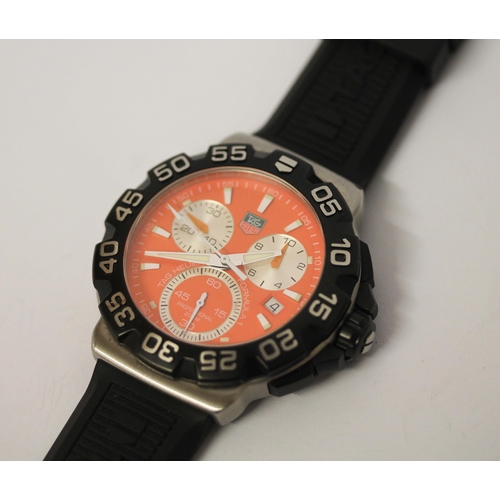 619 - Tag Heuer F1 chronometer with a orange dial 41mm stainless steel case on a black rubber strap, Quart... 