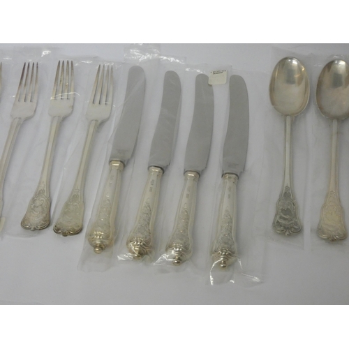 659 - Anton Michelsen Copenhagen Denmark - Sterling silver four place setting of table knives, forks, dess... 