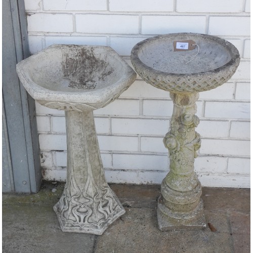 467 - A pair of decorative garden bird baths