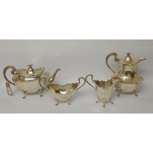 676 - A Scottish silver four piece tea service,  1920's, John Alexander Fettes, Glasgow, retailed  by Bood... 