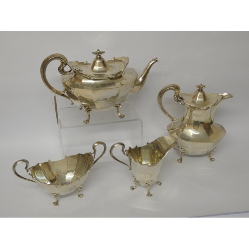 676 - A Scottish silver four piece tea service,  1920's, John Alexander Fettes, Glasgow, retailed  by Bood... 