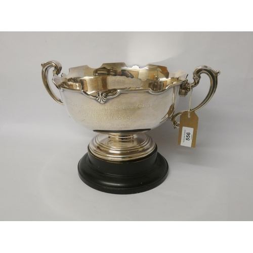 556 - A large silver presentation twin handled rose bowl, Selsdon Park Ladies Golf Club, Birmingham hallma... 